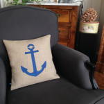 Coussin lin / Ancre Bleue - 40x40cm