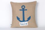 Coussin lin "BAIN" / Ancre bleue - 40x40cm – Image 3