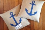Coussin lin "BAIN" / Ancre bleue - 40x40cm – Image 5