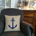 Coussin lin / Ancre Bleue Marine – 40x40cm