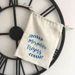 Pochon lin " Mes petits trésors" - Bleu – Image 3