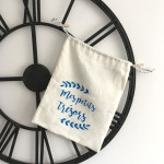 Pochon lin " Mes petits trésors" - Bleu