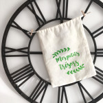 Pochon lin " Mes petits trésors" - Vert