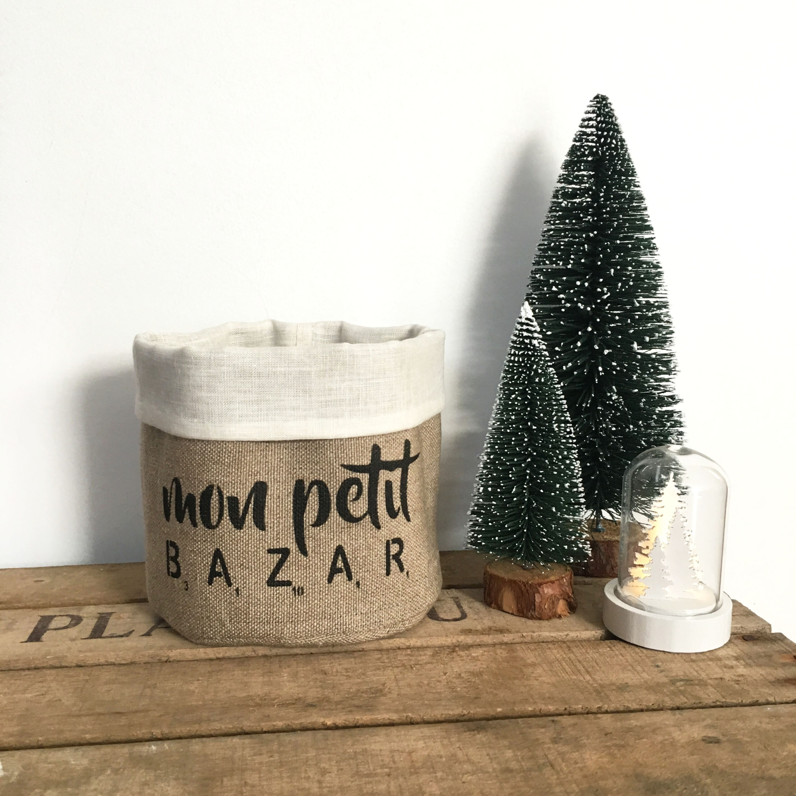 adf-fourre-tout-monpetitbazarblanc2 Fourre-tout lin / Mon Petit Bazar N°2 - Blanc – Image 1