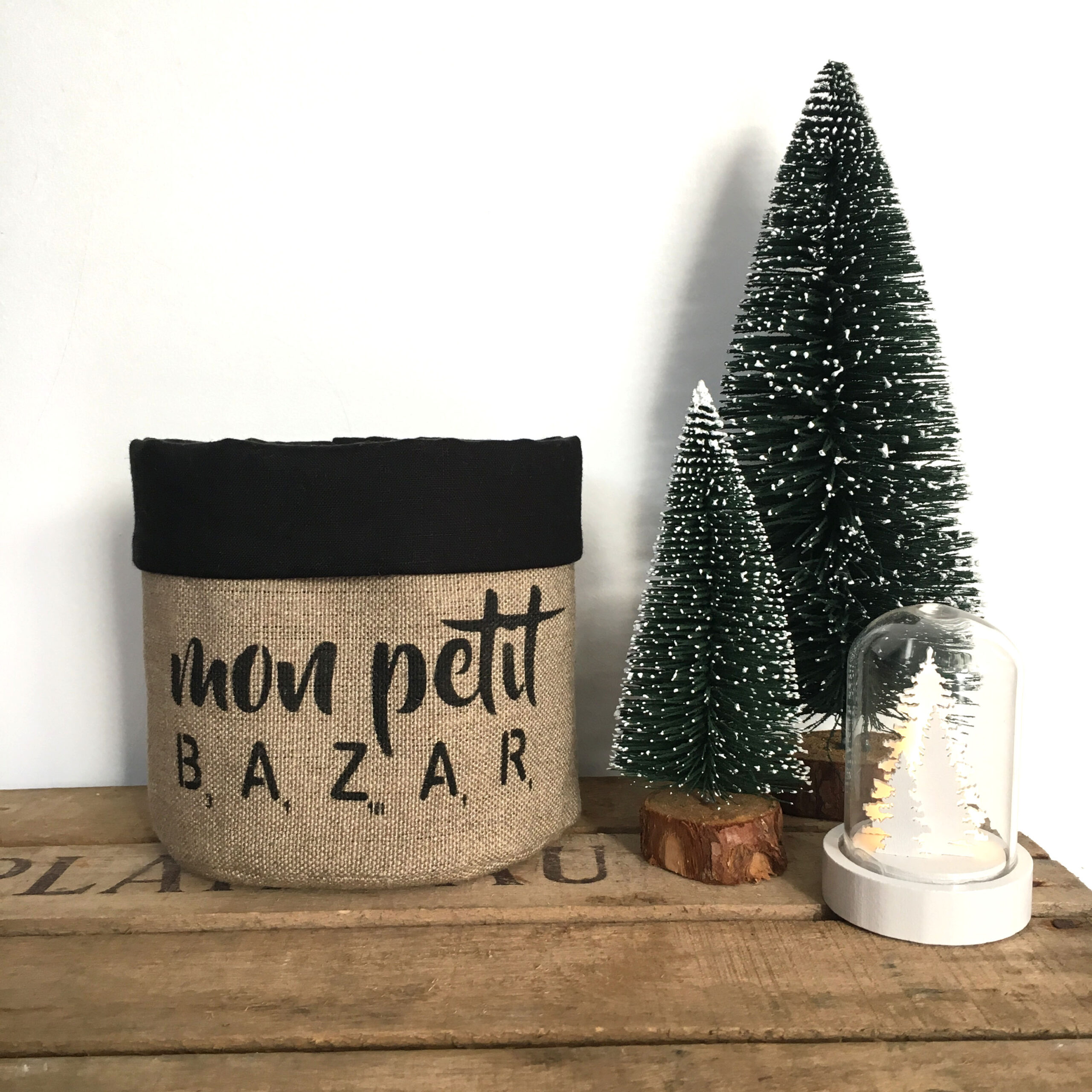 Fourre-tout lin / Mon Petit Bazar N°2 - Noir