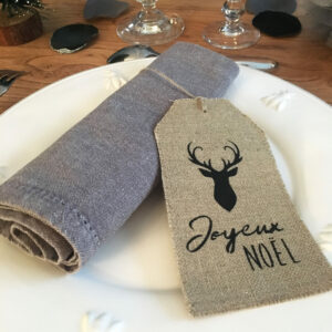 Coffret 4 Etiquettes Lin "Joyeux Noël" – Image 3