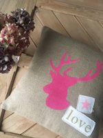 Coussin lin 40x40cm "Tête de cerf Rose" – Image 2