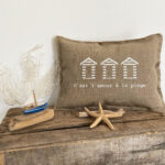 Coussin " C'est l'amour à la plage "